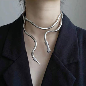 Hip Hop Punk Snake Neck Collar Irregular Silver Metal Necklace