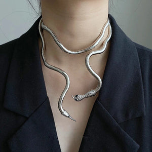 Hip Hop Punk Snake Neck Collar Irregular Silver Metal Necklace