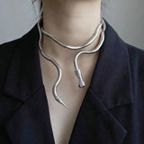 Hip Hop Punk Snake Neck Collar Irregular Silver Metal Necklace
