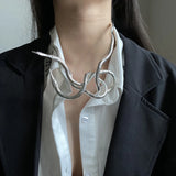 Hip Hop Punk Snake Neck Collar Irregular Silver Metal Necklace
