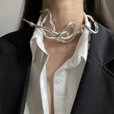 Hip Hop Punk Snake Neck Collar Irregular Silver Metal Necklace