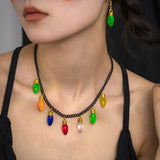 Fluorescence Light Bulb Christmas Necklace Xmas Year Gift