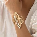 Punk Metal Angel Wing Bracelet Feather Cuff Wristband Golden Statement Jewelry