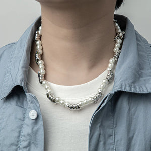 Punk Thorns Chain Pearl Beaded Necklaces Party Hip Hop Jewelry