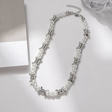 Punk Thorns Chain Pearl Beaded Necklaces Party Hip Hop Jewelry