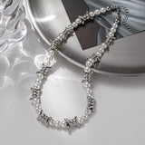 Punk Thorns Chain Pearl Beaded Necklaces Party Hip Hop Jewelry