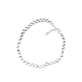 Silver Metal Flat Round Sequin Chain Bracelet Ladies Geometric