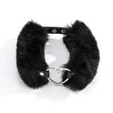 Sweet Faux Fur Love Heart Choker Necklace For Women