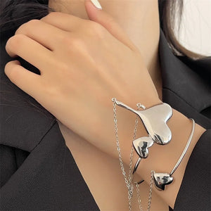 Silver Geometric Upper Arm Cuff Punk Armband Jewelry