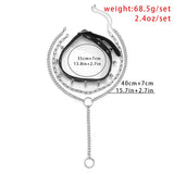 Hip Hop PU Rivet Necklace Geometric Metal Tassel Set