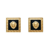 Lion Head Dangle Earring Geometric Enamel Drop Earring Punk Jewelry