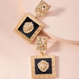 Lion Head Dangle Earring Geometric Enamel Drop Earring Punk Jewelry