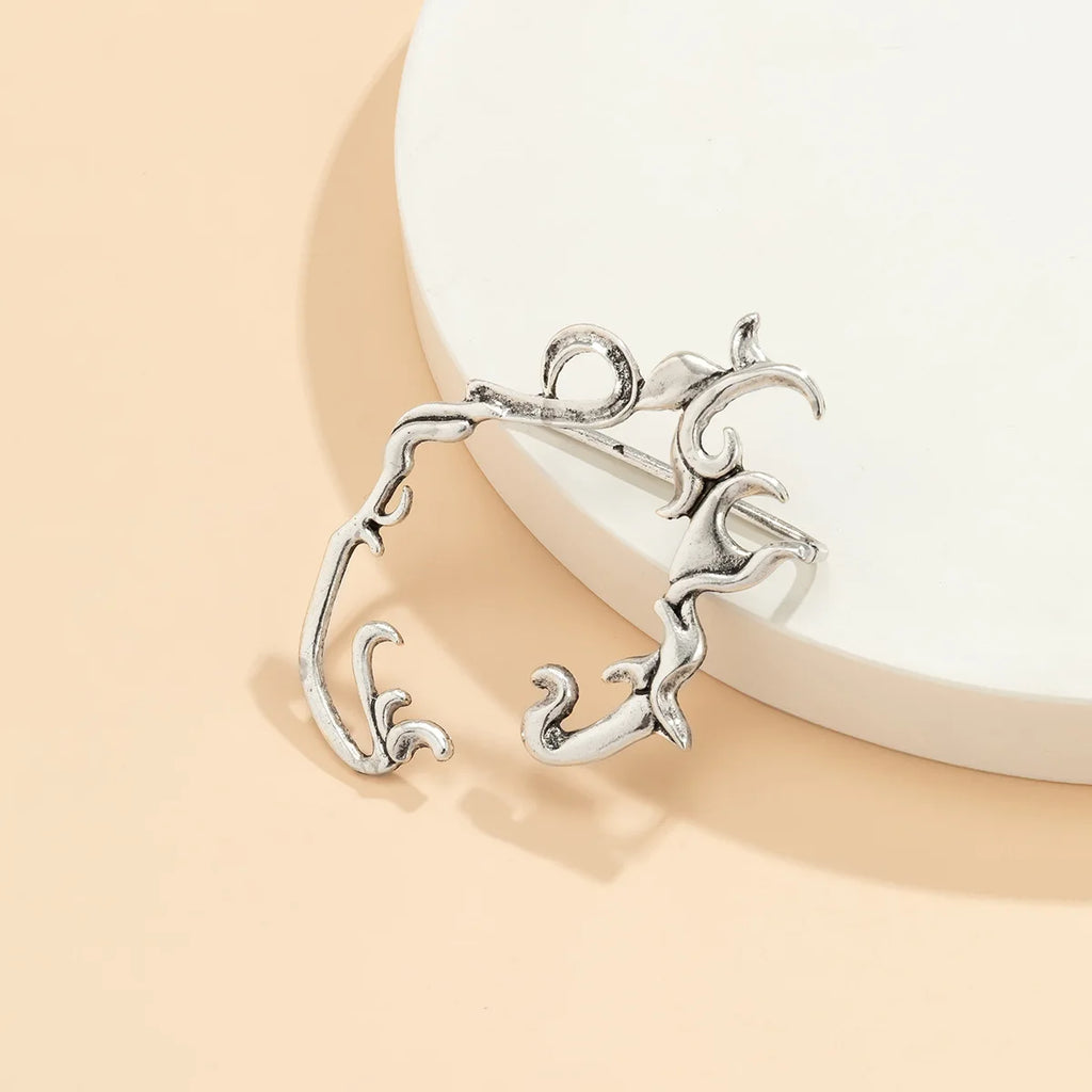 Vintage Silver Neo-Gothic Vines Ear Cuffs for Women