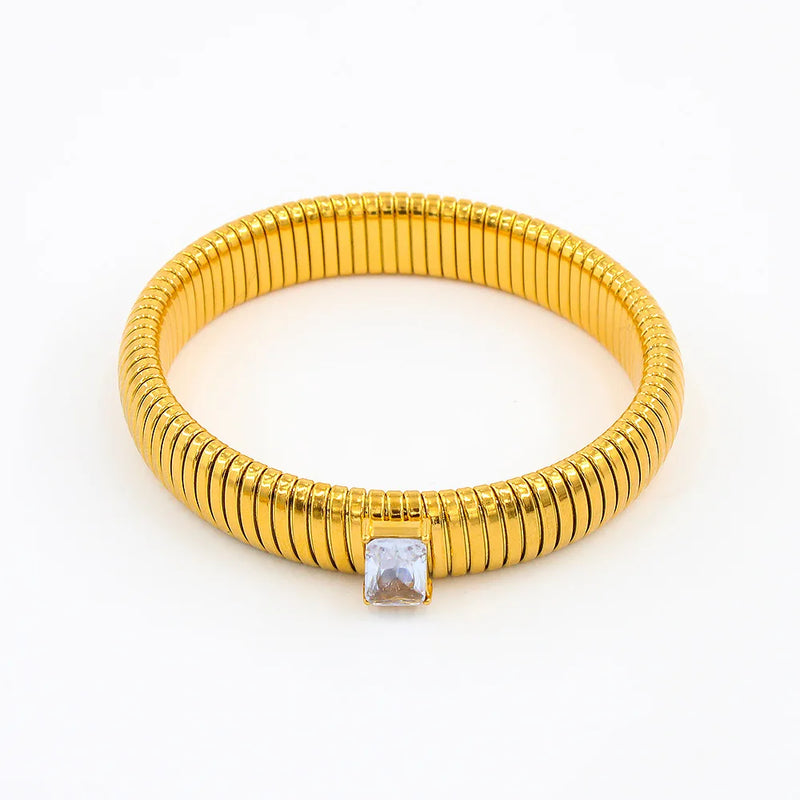 GSW3 Copper Zircon Bangles Female Hollow Crystal Party Gift