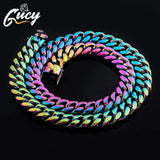 Rainbow Stainless Steel Cuban Chain Hip Hop Necklace