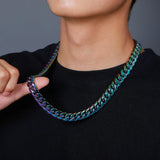 Rainbow Stainless Steel Cuban Chain Hip Hop Necklace