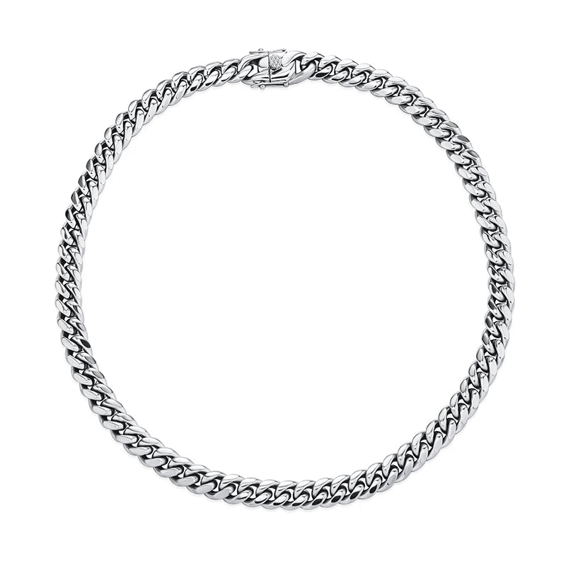 Silver Cuban Chain Necklace Hip Hop Jewelry