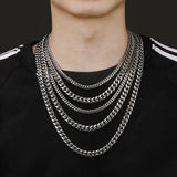 Silver Cuban Chain Necklace Hip Hop Jewelry