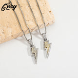925 Silver CZ Lightning Necklace Men Iced Out Chain Hip Hop Party Jewelry