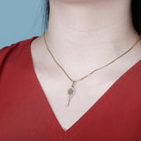 925 Sterling Silver Tennis Racket Pendant Necklace with Zircon for Gift