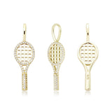 925 Sterling Silver Tennis Racket Pendant Necklace with Zircon for Gift