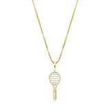 925 Sterling Silver Tennis Racket Pendant Necklace with Zircon for Gift