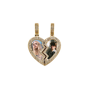 Heart Shaped Photo Picture Frame Pendant Necklace Couple Gift