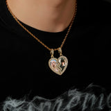 Heart Shaped Photo Picture Frame Pendant Necklace Couple Gift