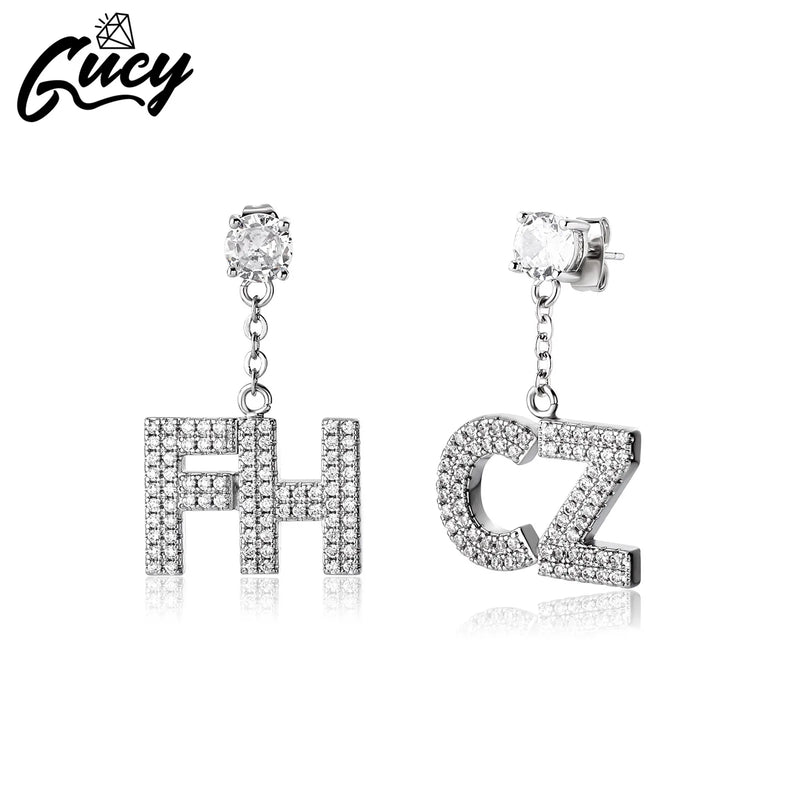 Letter Earrings Cubic Zirconal Punk Personality Name Drop Earring