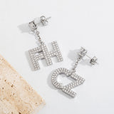 Letter Earrings Cubic Zirconal Punk Personality Name Drop Earring