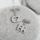 Letter Earrings Cubic Zirconal Punk Personality Name Drop Earring