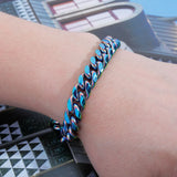 Rainbow Hip hop Stainless Steel Cuban Chain Bracelet