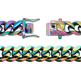 Rainbow Hip hop Stainless Steel Cuban Chain Bracelet