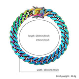 Rainbow Hip hop Stainless Steel Cuban Chain Bracelet
