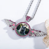 Wings Picture Frame Necklace Pendant Couple Gift