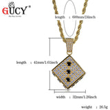 Hip Hop Dice Pendant Necklace Micro Pave Cubic Zircon Men Charm Jewelry
