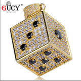 Hip Hop Dice Pendant Necklace Micro Pave Cubic Zircon Men Charm Jewelry