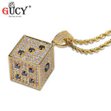 Hip Hop Dice Pendant Necklace Micro Pave Cubic Zircon Men Charm Jewelry