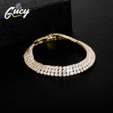 Three Row Tennis Bracelet 3mm & 4mm Silver CZ Chain Jewelry