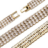 Three Row Tennis Bracelet 3mm & 4mm Silver CZ Chain Jewelry