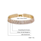 Three Row Tennis Bracelet 3mm & 4mm Silver CZ Chain Jewelry