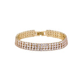 Three Row Tennis Bracelet 3mm & 4mm Silver CZ Chain Jewelry