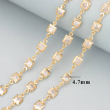 DIY Chain 18k Plated Copper Zircon 1m/Lot