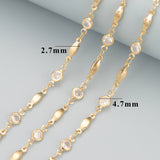 DIY Chain 18k Plated Copper Zircon 1m/Lot