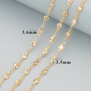 DIY Chain 18k Plated Copper Zircon 1m/Lot