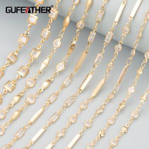 DIY Chain 18k Plated Copper Zircon 1m/Lot