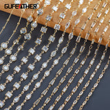 DIY Chain REACH Compliant 18K Plated Copper Zircon Charms 1m/lot
