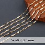 DIY Chain REACH Compliant 18K Plated Copper Zircon Charms 1m/lot