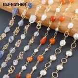 DIY Chain - 18k Plated, Copper, Zircons, Natural Stone