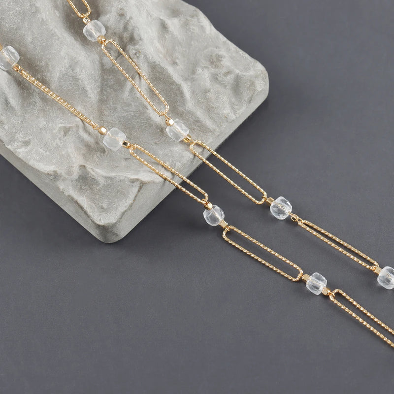 18K Plated DIY Chain | Natural Stone | Nickel Free | 1m/lot